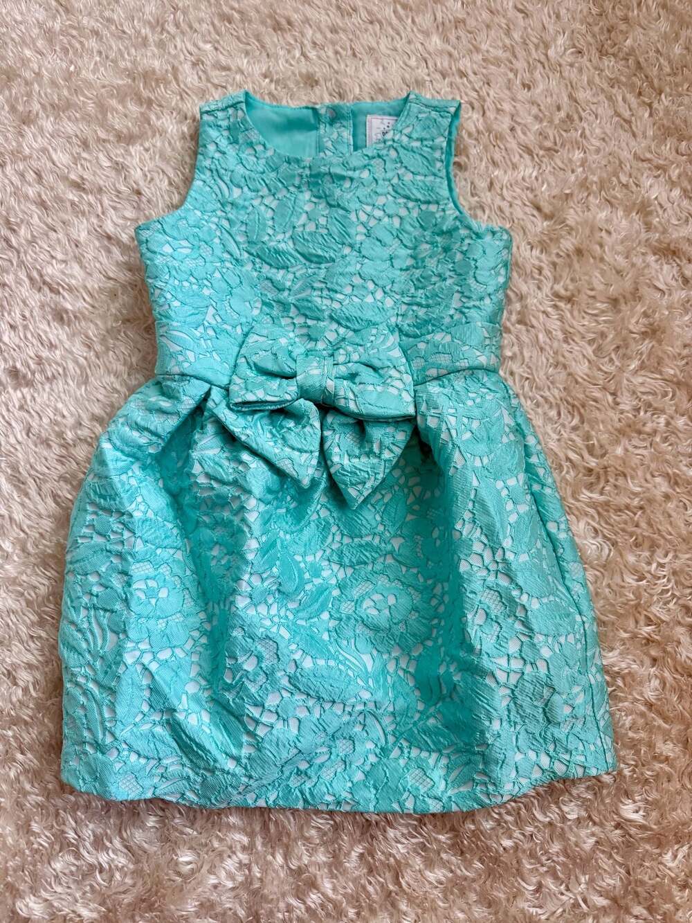 Dressed Up by Gymboree Girls Mint Jacquard Sleeveless Dress with Back Bow